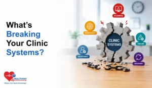 Healthcare IT consulting for clinic systems, illustrating planning challenges, workflow complexity, user adoption, system failures, and recovery strategies for digital transformation.