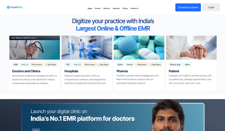 HealthPlix Site Screenshot